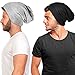 2 Pieces Silk Satin Bonnet for Mens with Natural Curly Wave Hair (Black, Gray)