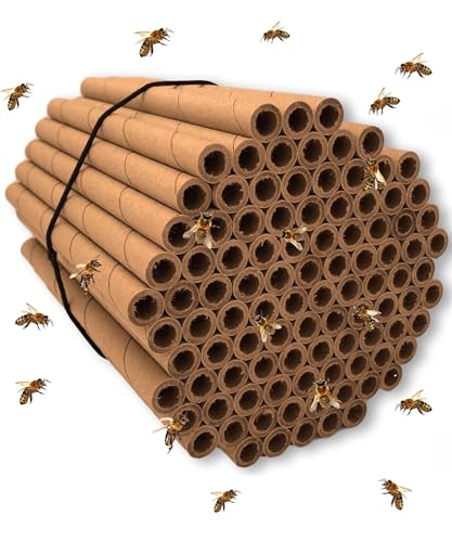 Mason Bee Tubes | 100 Pack of 6 inch Long by 5/16 Inner Diameter Hole Cardboard Bee House Tubes | Great Paper Refills or Inserts/Liners for a B House Condo Hotel or Nest