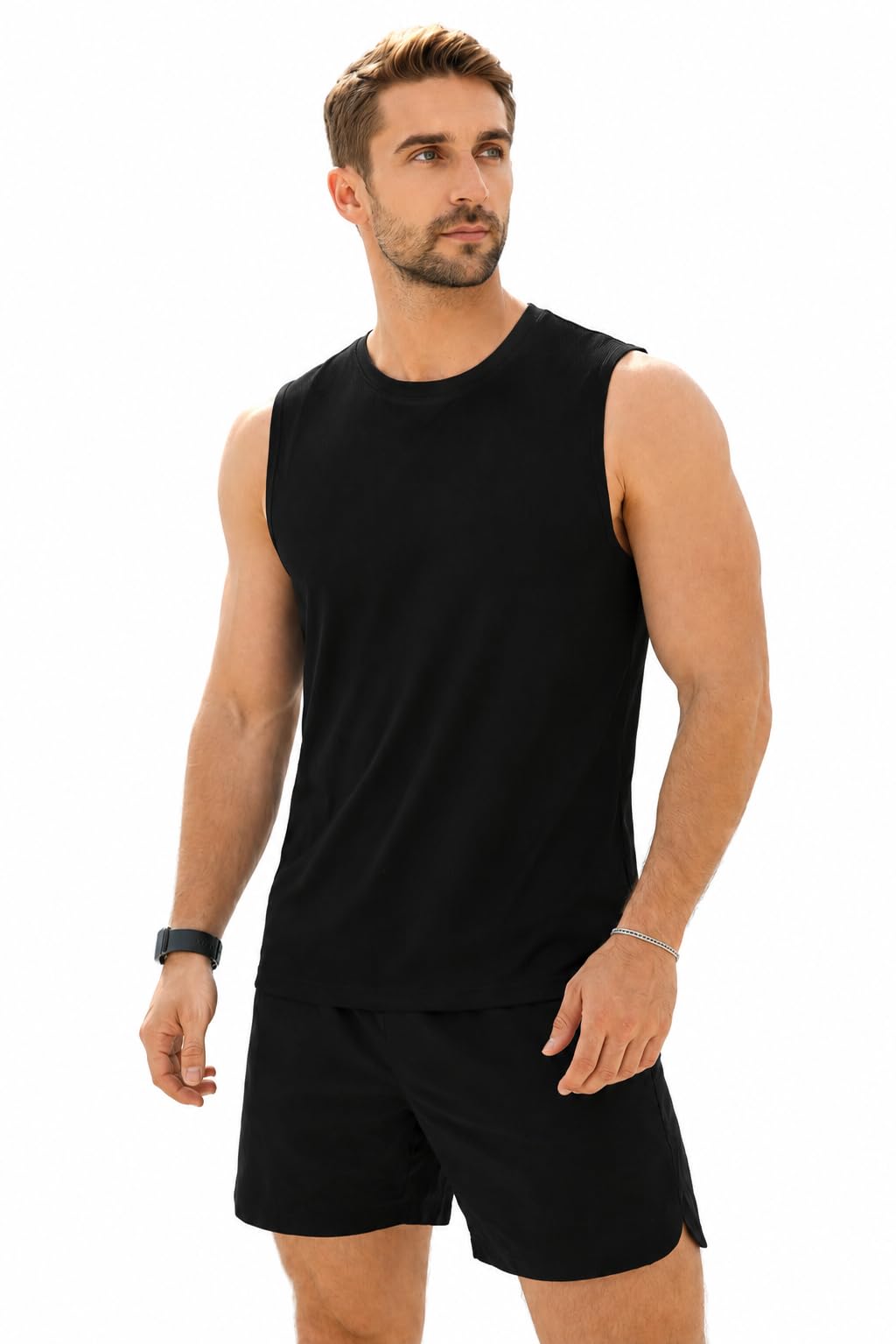 vk mart Men Sleeveless Gym T-Shirt Waffle Tank Top Stretch Sando for Workout Running Training Casual Sports Wear | Athletic Slim Fit Vest for Daily Use-picture-21