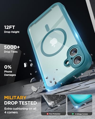 Image of Miracase Magnetic for iPhone 16 Plus Case Full-Body Phone with Built-in Glass Screen Protector, [Compatible with MagSafe] Military Drop Proof 16 Plus Cover Bumper 6.7 inch, Green
