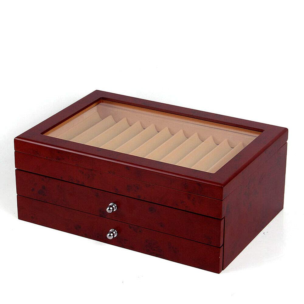 Futchoy Portamatite in legno a 3 strati, per 34 penne a sfera, colore: rosso