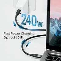 Vista 4 de Edimax Cable USB-C USB B4 Thunderbolt 3, 1.6 pies / 1.6 ft, hasta 40Gbps y 240W USB-PD, ultra duradero, unidades SSD, bases Thunderbolt, MacBook