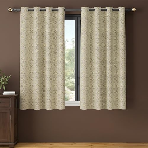 Image of Yellow Weaves 1 Pc Jacquard Oval Eyelet Window Curtain - Perfect for Home, Office, Bedroom, Living Room & Balcony - 5 Feet (Golden)