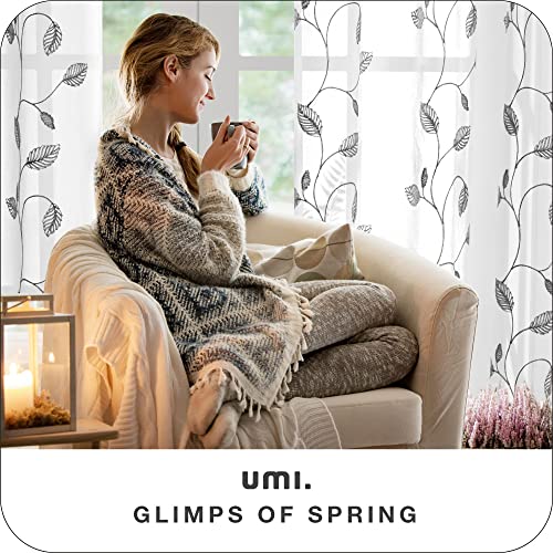 UMI Tende Trasparenti in Voile Foglia Ricamata per...