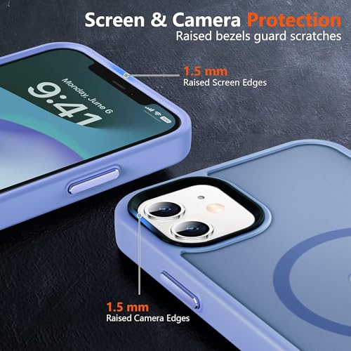 Image of MOCCA Magnetic Shockproof for iPhone 12 Case,Blue | Fits iPhone 12 /12 Pro | 10ft Drop | Compatible with MagSafe | Anti-Slip Matte | Raised Camera & Screen Lip | Ultra-Slim