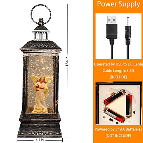 Christmas Water Glittering Snowing Globe Lantern Night Light With Music Plug-In And Battery Operated Gift For Birthday Xmas Valentines’ Day Mother's Day Children's Day Thanks-Giving 12 Inches #TOP1