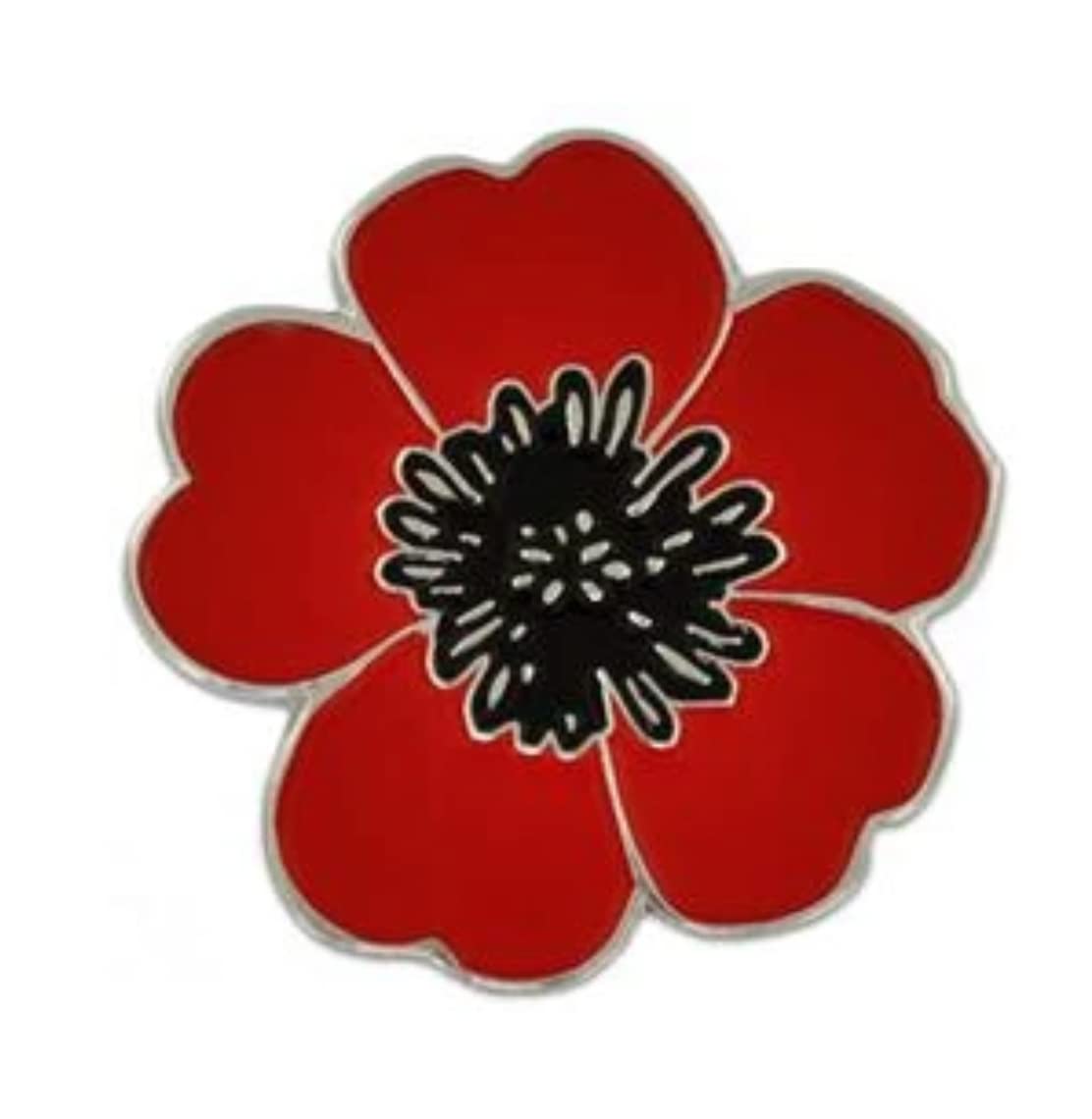 Panda LocoRed Poppy Flower Enamel Pin Badge Lapel Brooch, Metal