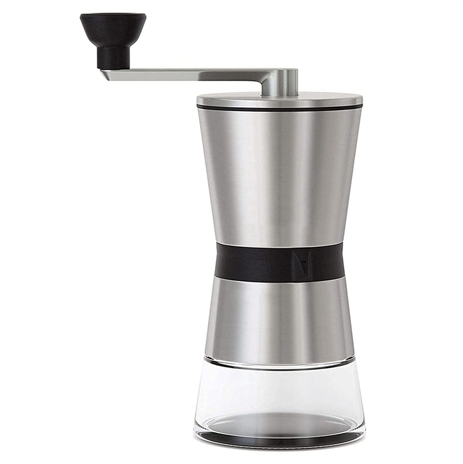 Molinillo Manual, Molinillo de café Manual Ajustable con Rebabas de cerámica, Mango de Acero Inoxidable y Cubierta de Silicona para el hogar, la Oficina, los Viajes