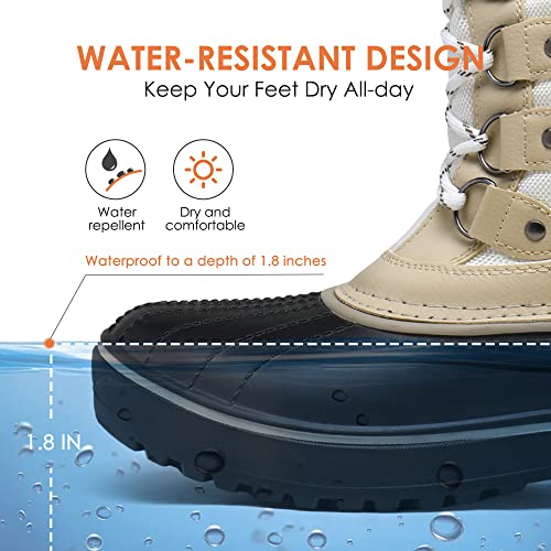 DREAM PAIRS Women's Snow Boots,Size 12,Beige/white,DP-CANADA