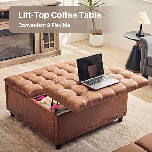 Redlifeᅟᅠ SQ-23090 Redlife 35 Inch Large Square Storage Ottoman Bench, Storage Ottoman Coffee Table Large Square Ottoman thumb #3