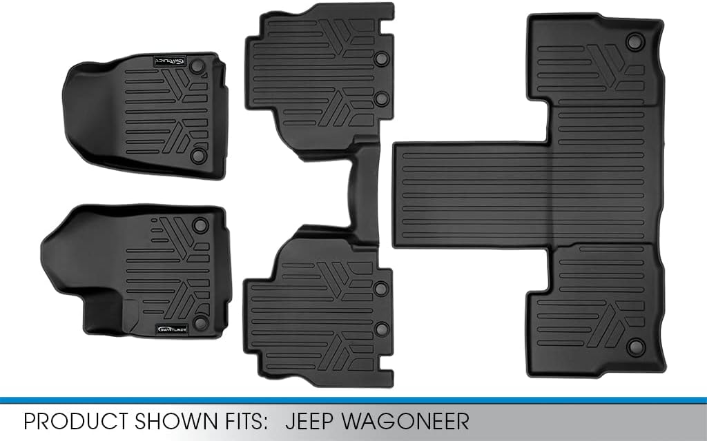 SMARTLINER All Weather Custom Fit 3 Row Floor Mat Liner Set Compatible with 2022-2025 Jeep Wagoneer