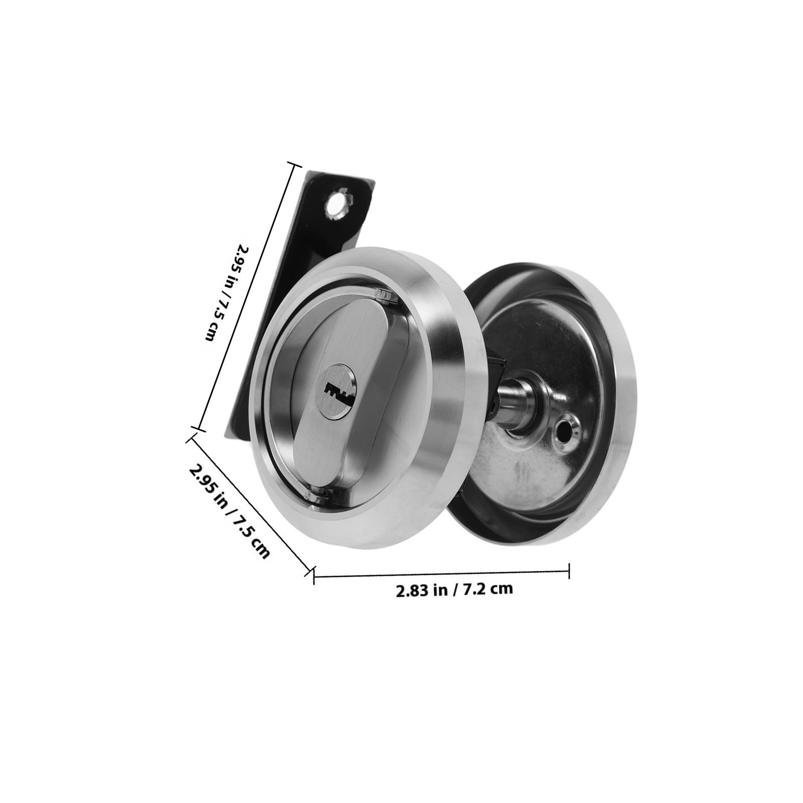 GALPADA Serrure Encastrée Ronde en Acier Inoxydable 304, Poignée de Porte Invisible Mécanisme de Verrouillage, pour Chambre et Salle de Bain