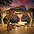MELLCOM 10' x 12' Hardtop Gazebo, Wooden Finish Coated Aluminum Frame Gazebo with Galvanized Steel Double Roof, Outdoor Permanent Metal Pavilion with Curtains and Nettings for Patio, Lawn & Garden