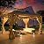 MELLCOM 10' x 12' Hardtop Gazebo, Wooden Finish Coated Aluminum Frame Gazebo with Galvanized Steel Double Roof, Outdoor Permanent Metal Pavilion with Curtains and Nettings for Patio, Lawn & Garden