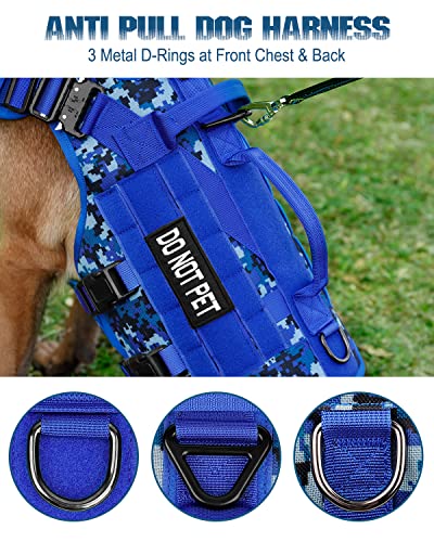 Image of PETNANNY Tactical Dog Harness - No-Pull Service Vest for Large Breeds, with Hook & Loop Patch Panel & MOLLE System | Padded Handle for Walking, Hiking & Training (Navy Blue,L)