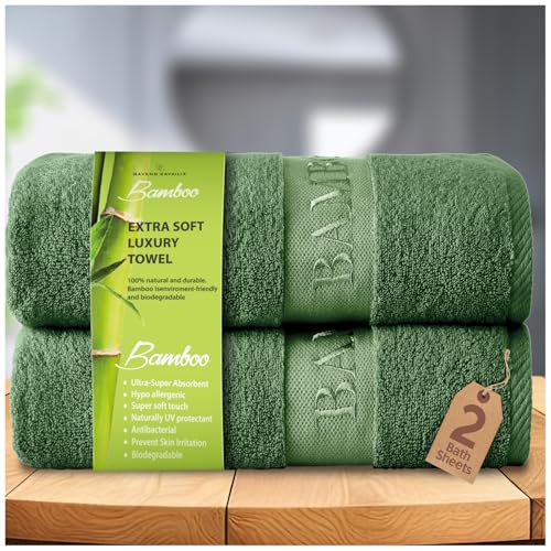 GC GAVENO CAVAILIA Toalla de baño de bambú Extra Grande (80 x 140 cm) – Toallas de 500 g/m² súper absorbentes de Agua, Toallas de bambú Grandes, Paquete de 2 (60% bambú, 40% algodón), Toallas de baño