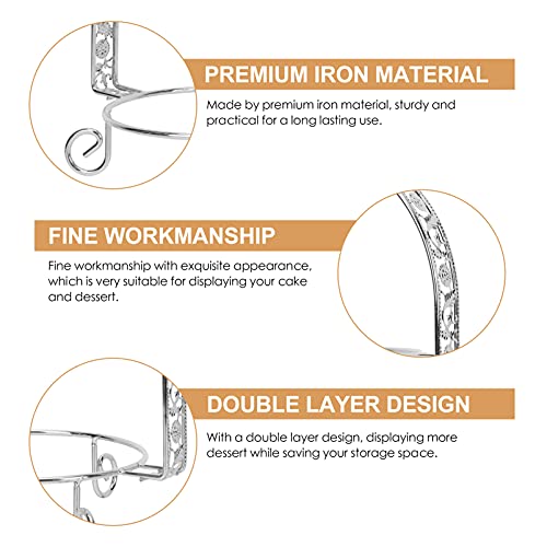 DOITOOL 2 Tier Cake Houder Stand, Iron Dessert Rack, Europese Cake Display Rack voor Voedsel Serveren Tapas, Sushi, Voorgerecht, Cake, fruit, Dessert (Sliver) - Image 6