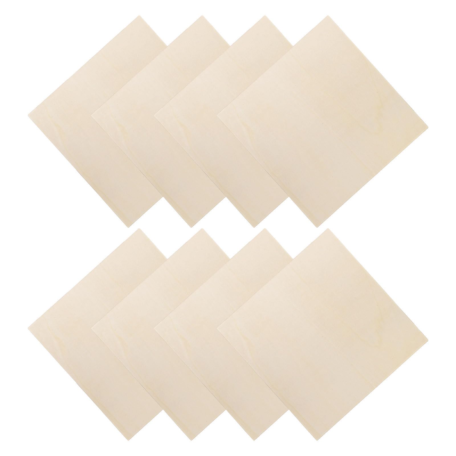 VILLCASE 8 Piezas Láminas de Madera Cuadradas Material Madera Rústica sin Terminar Fáciles de Grabar y Adornar, Color Caqui para Manualidades Diy Adecuado para Principiantes