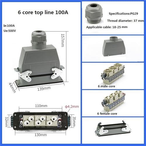 Conector de alta corriente 100A resistente 6 pines miniatura 2