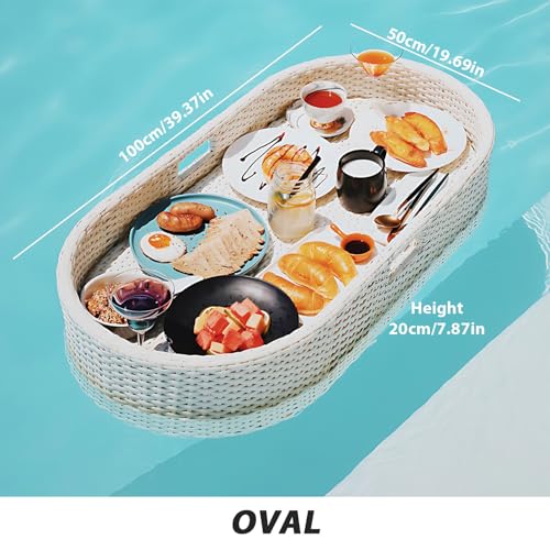 Vassoio galleggiante per piscina – Design intrecciato in rattan per bevande e brunch – perfetto per piscina, vasca idromassaggio, feste in spiaggia e uso di sorgenti termali