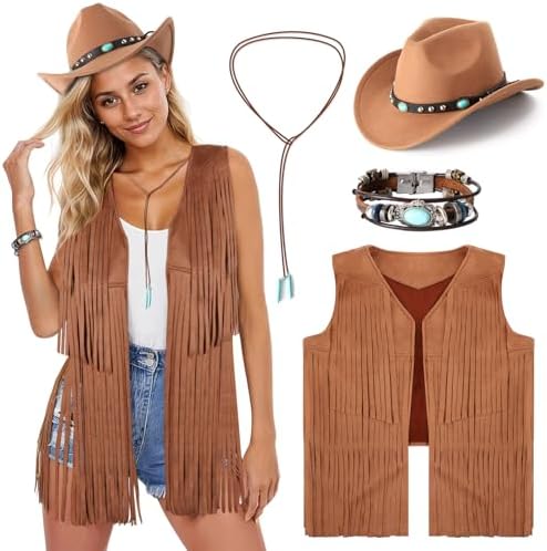 Western Outfits for Women Cowgirl Outfits Cowgirl Vest Boho Cowbo...