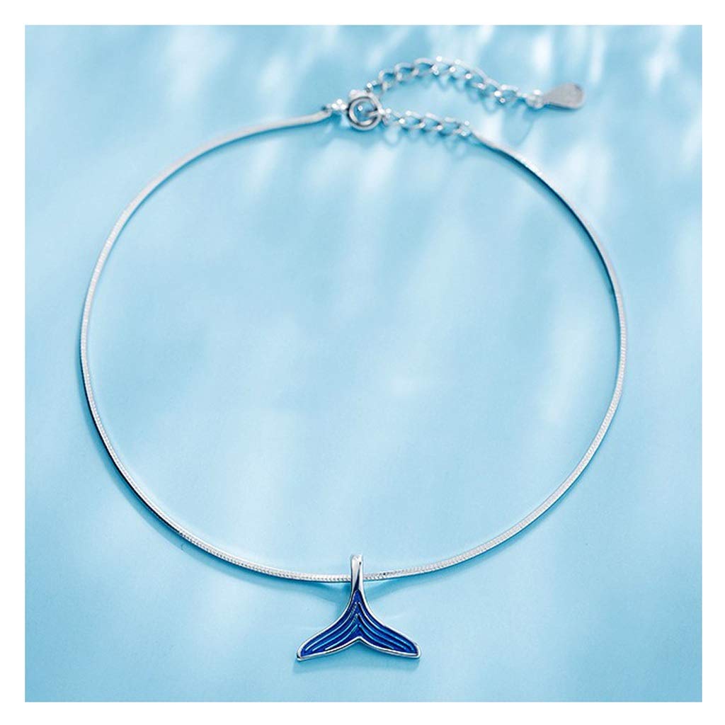 LNNSHX Bracciali Cavigliera da Spiaggia da Donna Cavigliera a Coda di Sirena Blu Adatta per Ragazze Adolescenti Bracciale in Argento Sterling 925 con cavigliera per Gioielli Gioielli squisiti Regalo