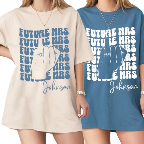 Image of Future Mrs. Engagement Shirt, Personalized Bride to Be T-Shirt with Custom Names and Date, Bridal Shower Gift Idea