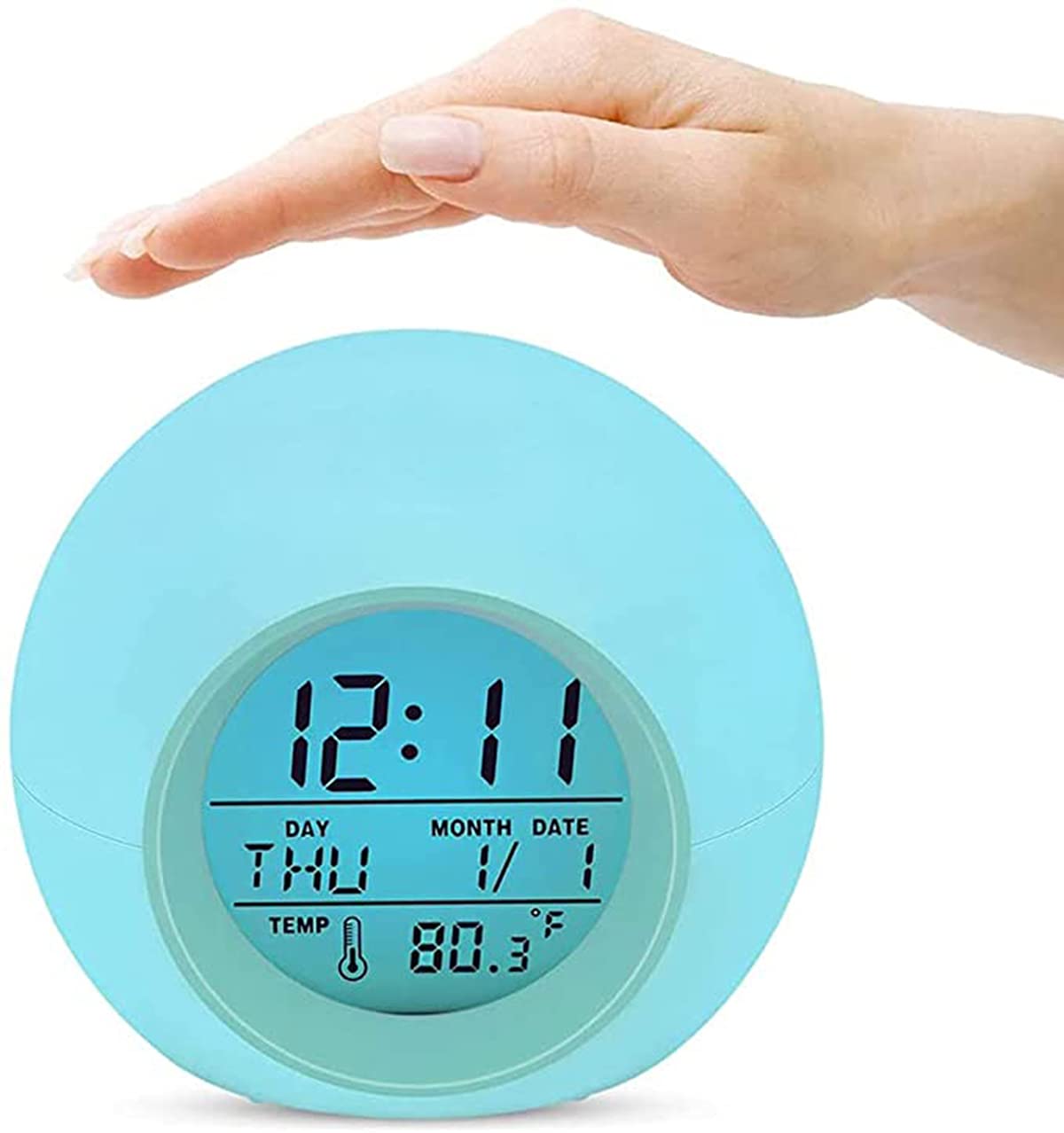 KASTWAVEKids Alarm Clock, Digital Alarm Clock with Rechargeable, 7 Color Changing Night Light, Snooze, Touch Control, Temperature for Children Bedroom, Digital Clock for Boys and Girls