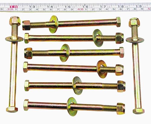 Image of 3 /8 inch x 5 inch Hex Head Bolt by Color Galvanization with Ny lon Lock nut and Large Size Washer Assortment Kit,Alloy Steel,Grade 5.(8pcs Pack),by Metalsuberg.