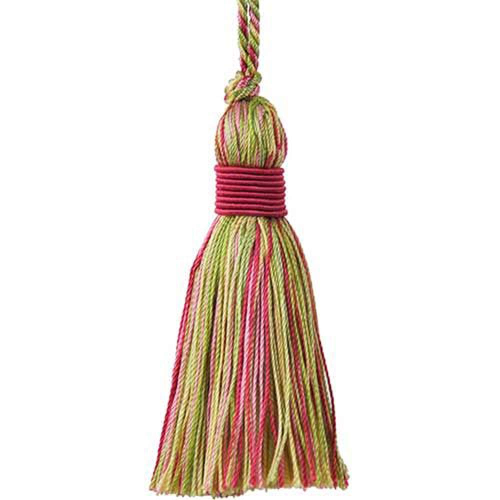 Single 3 1/2 Inch Key Tassel with Loop Cord BT-5001-42/14- Hot Pink and Mint