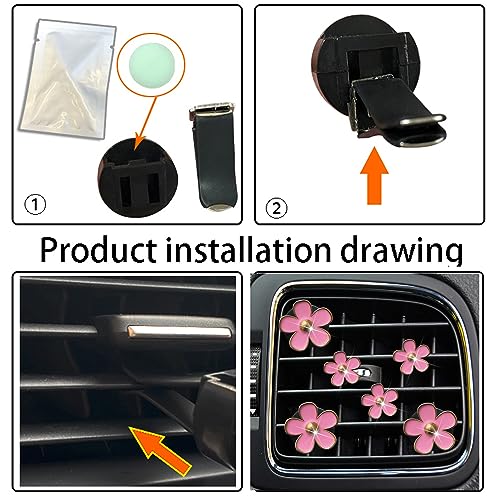 Image of 6pcs Daisy Flower Car Air Vent Clips with Fragrance Pads, Pink | Car Air Outlet Freshener Clip, Charm Car Inter Decor, Air Conditioning Outlet Clip Car Air Freshener Dashboard Accessories