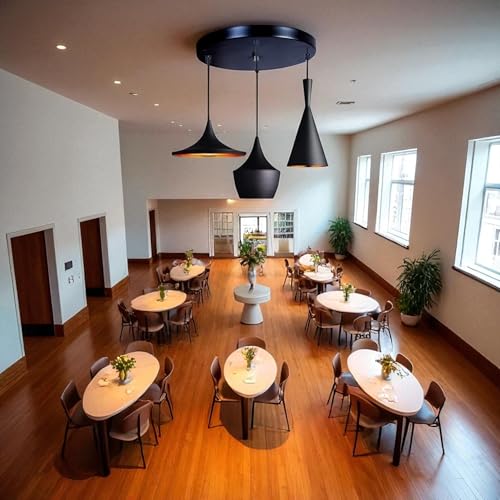 Image of GreyWings 3-in-1 Designer Black Aluminium Hanging Pendant Lights for Ceiling, Modern Indoor Hanging Lamp Set for Dining, Kitchen, Living Room, (Small) Cluster Set