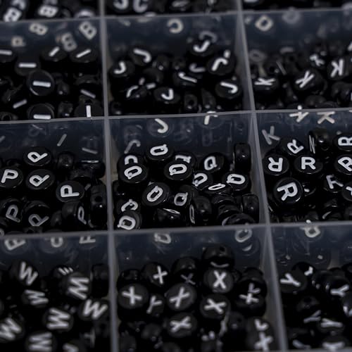Image of Acrylic Letter & Number Beads, 4x7mm, Black, 1450Pcs