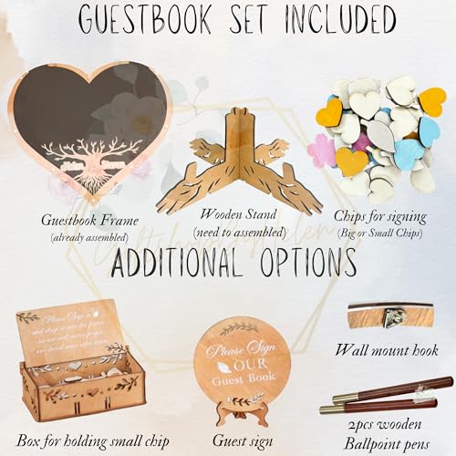 Unique Rustic Wooden Heart Drop Family Tree Guest Book for Weddings and Anniversaries - Customizable Boho Sign-in Art Display - Image 7