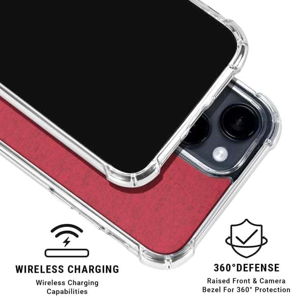 Skinit Clear Phone Case Compatible with iPhone 15 - Officially Licensed University of Louisville Red Background Design