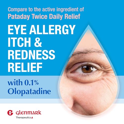 glenmark therapeutics olopatadine eye drops for allergies redness relief antihistamine eye drops allergy relief from pet dander pollen grass ragweed works in minutes olopatadine hcl 01 5ml