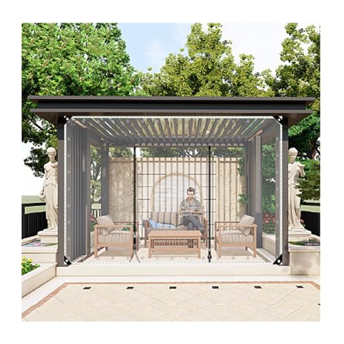 Cortinas para exteriores con ojales y puerta con cremallera, paneles de lona resistentes a la intemperie para pérgola, porche y cenador