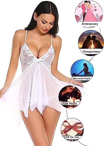 Image of Nightwear for Girls - Babydoll Lingerie for Women - Lace Sleepwear Dress - Honeymoon Nightwear