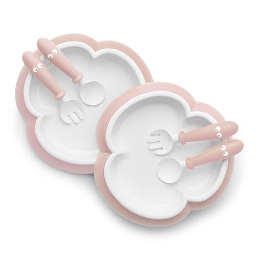 BABYBJÃRN - Plato para bebé cuchara y tenedor 2 juegos rosa polvo BABYBJÃRN - Plato para bebé cuchara y tenedor 2 juegos rosa polvo