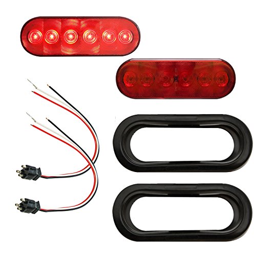Optronics TLL12RK 6 Oval Sealed LED Tail Light Kit Red