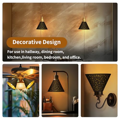 Image of Pendant Light Shade, ALUCSET Trumpet Star Iron Lampshade Fitter 2.4 inch Height 7.4 Inch Bottom Diameter 5.7 Inch Fits Bedroom Lving Room and Bathroom for Chandelier Shades Wall Sconces Series 2 Packs