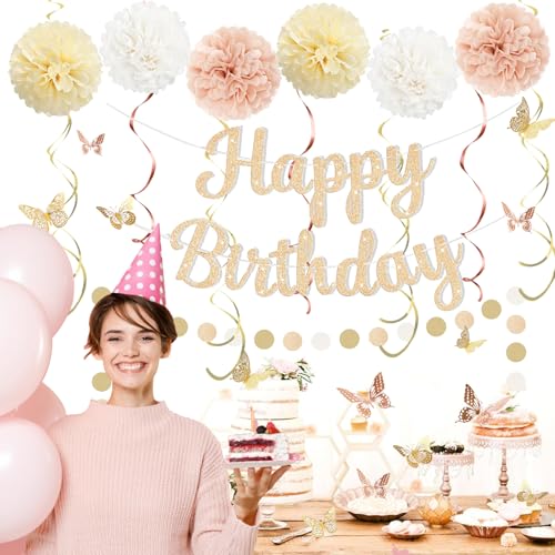 Image of Champagne Gold Birthday Decorations for Women
