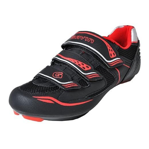 Gavin Men's VELO Road Bike Cycling Shoe, Black/Red, 44 EU