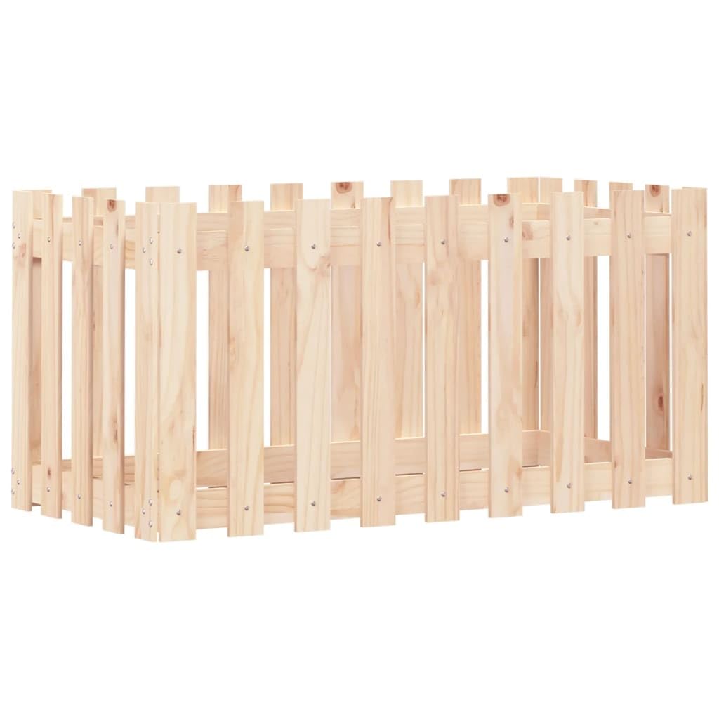 Diseño de valla de listones de 100 x 50 x 50 cm, madera maciza de pino sin tratar, para jardín y terraza, versátil, ideal para el cultivo de flores y plantas