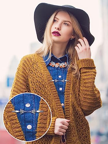 Image of Hicarer 6 Pieces Vintage Shirt Dress Cardigan Clip, Waist Clip for Women, Sweater Shawl Brooch Jacket for Clothing
