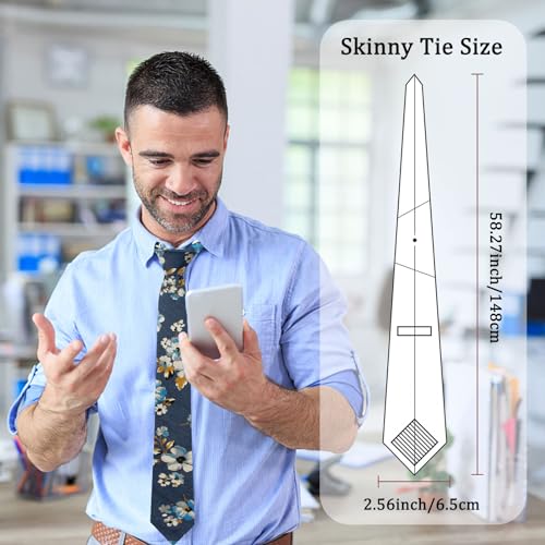 Image of Luckyvestir Ties for Men, Sage Green Cotton Floral Tie 2.76 inch Flower Printed Men's Neckties for Wedding /Groomsmen /Suit /Party