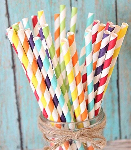 Charmed Rainbow Stripe Paper Straw Set Of 150 Straws With All The Color Of The Rainbow! #TOP3