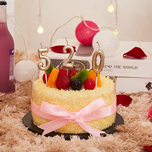 10 Pieces Birthday Candles Cake Numeral Candles Number 0-9 Glitter Cake Topper Decoration For Party, Wedding, Bottle Service, Night Club,Kids ,Adults (Champagne Gold) #TOP3