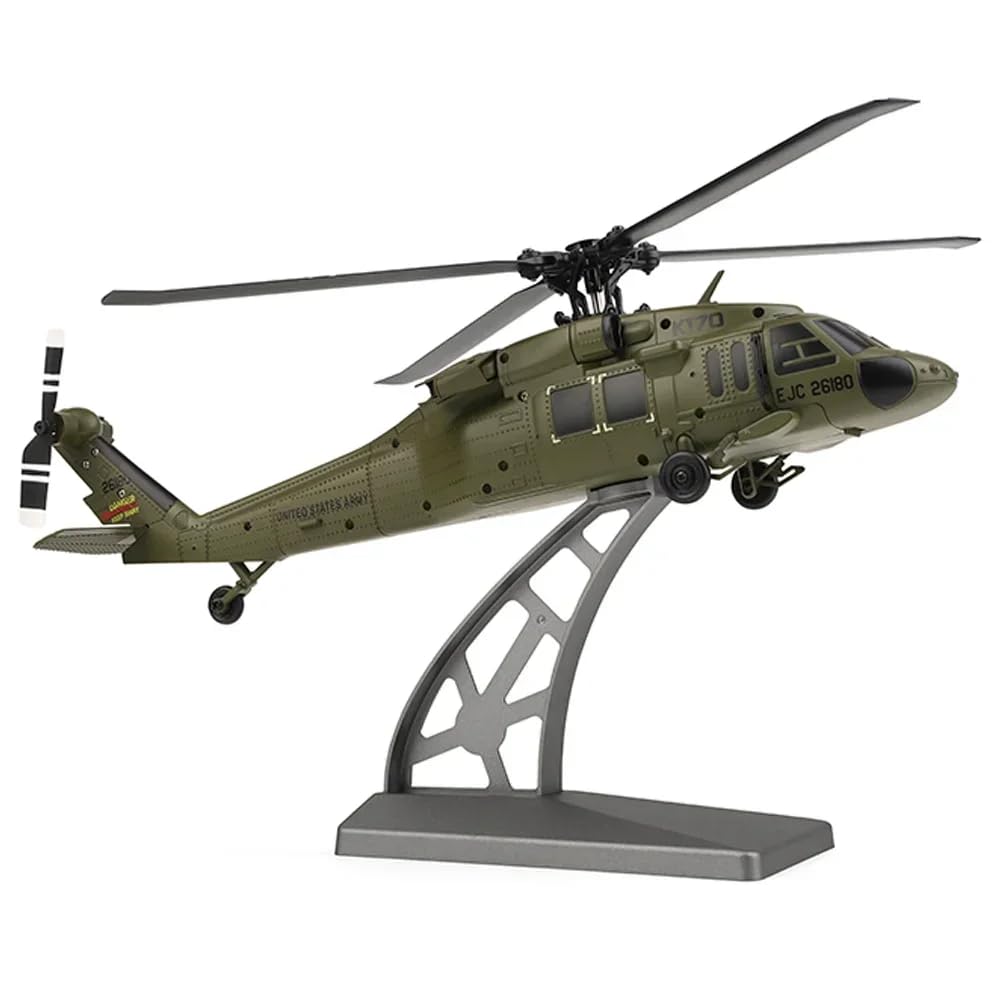 K170 UH60L RC elicottero con giroscopio a 6 assi, 2.4G 4CH elicottero telecomandato elicottero militare motore brushless 6G altitudine in bilico per adulti principianti