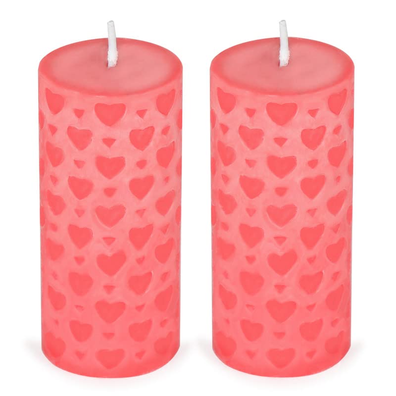 kaameri bazaar Set of 2 Love Heart Pillar Shaped Scented Candles, Aromatherapy Scented Candle for Wedding Holiday Birthday Party Decor, Valentine Gift for Girlfriend Husband Boyfriend Wife